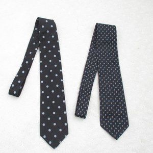 2 BROOKS BROTHERS NECKTIES! BLACK PATTERNED SILK.